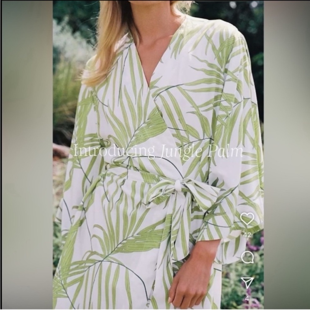 NEW Piyama short kimono robe Jungle Palm S/M